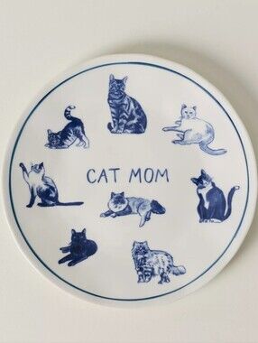 Anthropologie Molly Hatch Stoneware Cat Mom Dessert Plate